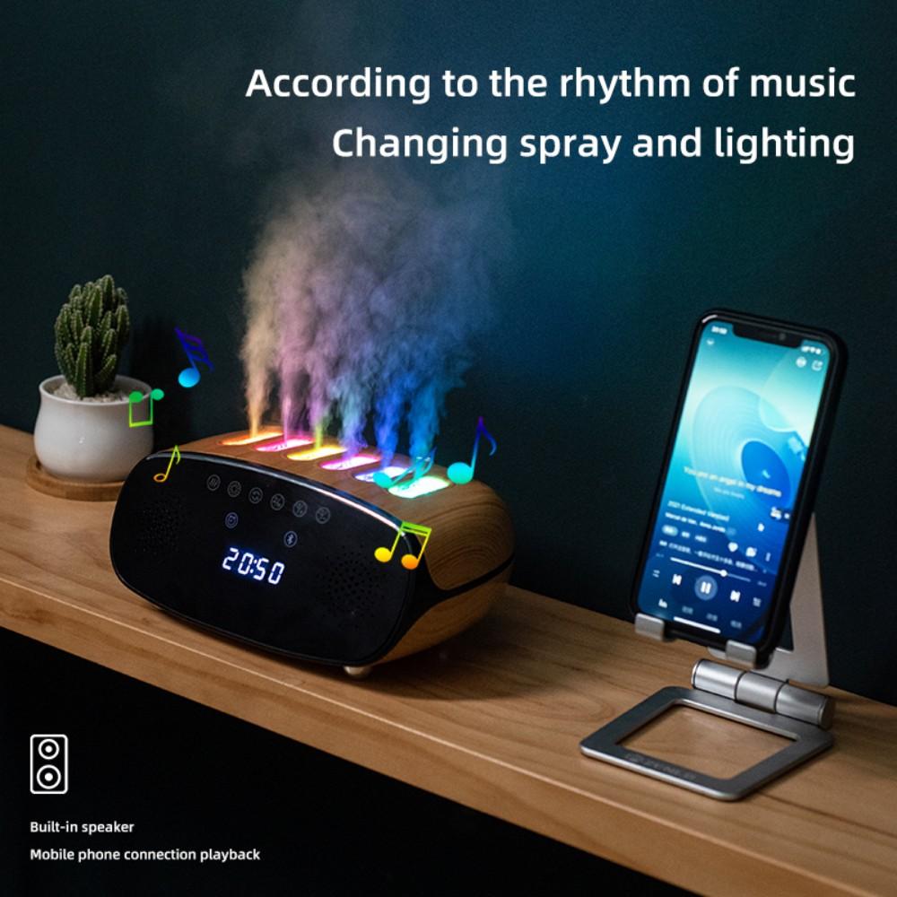 Bluetooth Audio Aroma Essential Oil Diffuser Dynamic Music Spray Air Humidifier Smart Digital Clock Colorful Lighting Humidifier