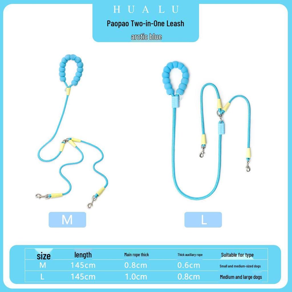 Dopamine Color Double Dog Leash for Two Puppies – Single Pull Multi-Dog Leash