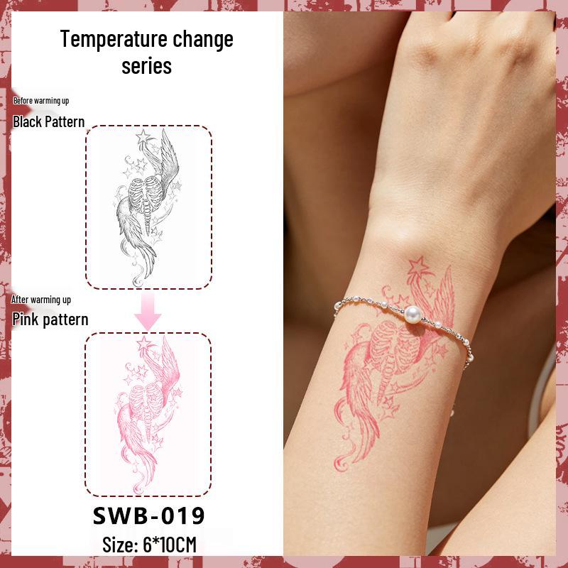 Temperature-Sensitive Succubus Finger Color-Changing Waterproof Tattoo Sticker - Cute Cartoon Design