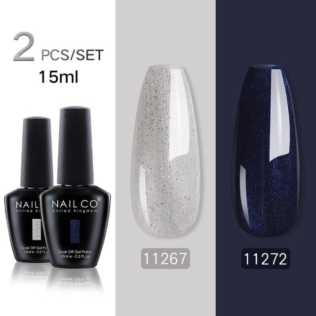 NAILCO 2 цвета, 15 мл, набор гель-лаков для ногтей Vernis, полуперманентный УФ-светодиодный гель для дизайна ногтей, принадлежности для профессионалов, отмачиваемый верхний слой