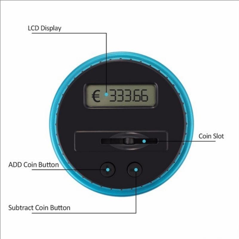 Piggy Bank Coin Savings LCD Counting jar Financial Gift GBP EUR USD Marcian Coin Creative Smart Bucket