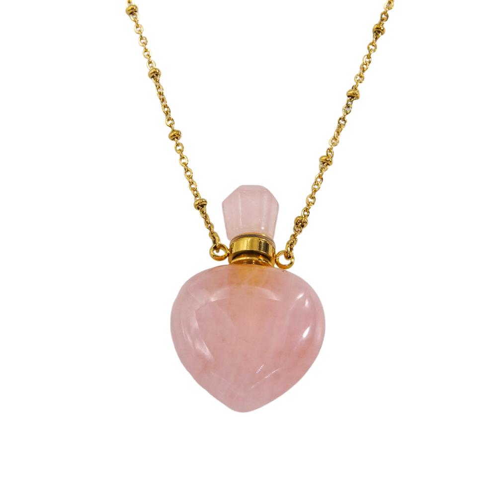 

1pc Natural Crystal Stone Perfume Bottle Necklace Amethyst Essential Oil Diffuser Pendant Trendy Jewelry for Women