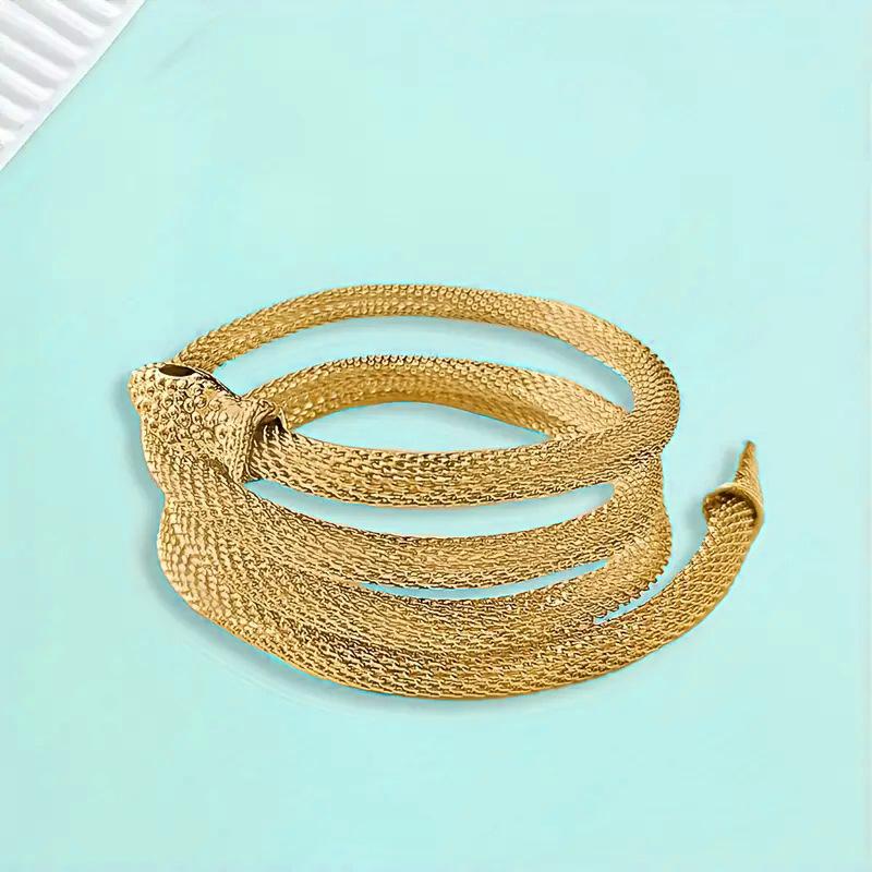 Exaggerated Metal Snake Winding Collar Y-Shaped Necklace Bracelet Set Adjustable Personality Niche