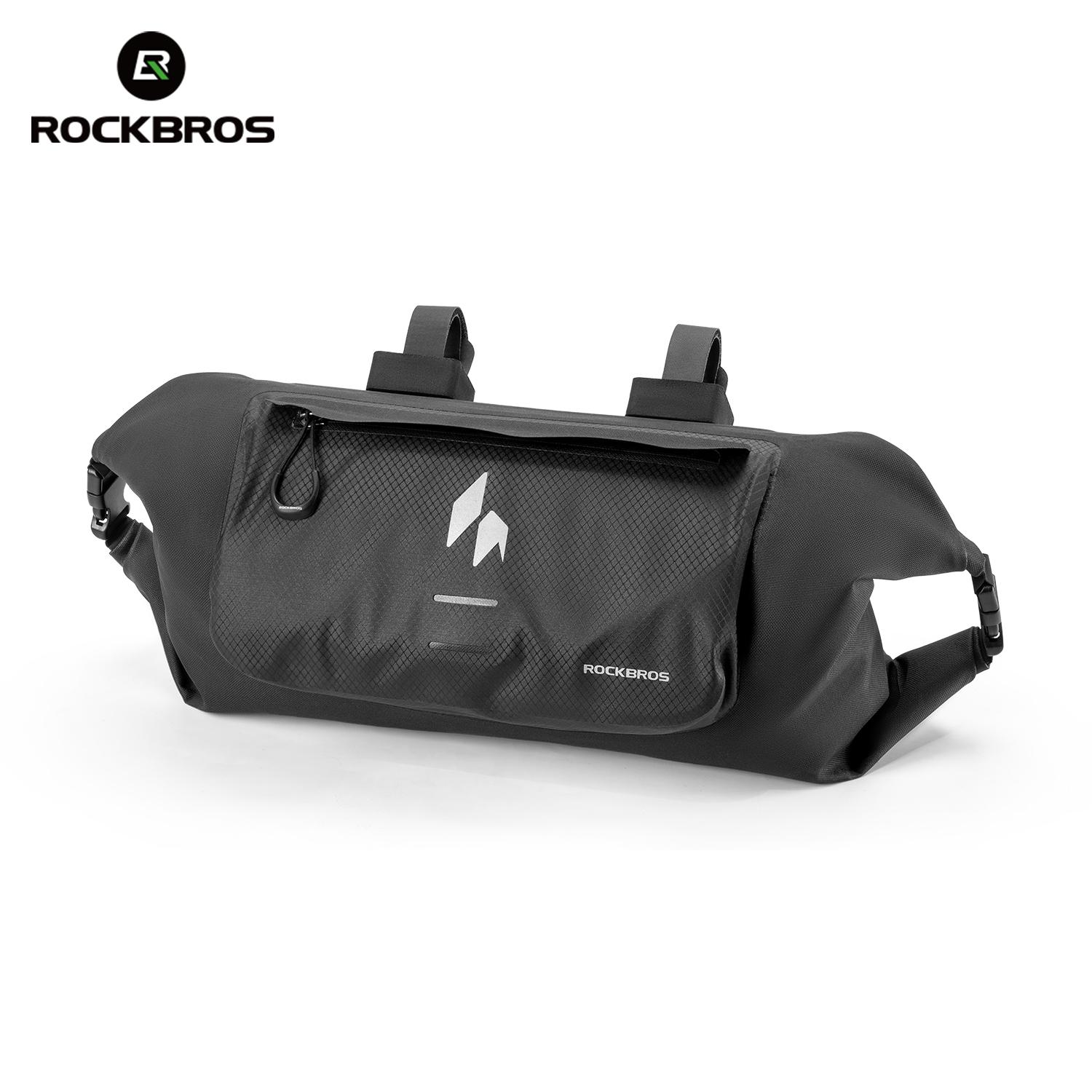 ROCKBROS Cycling Waterproof Front Bag 8L Large Capacity Road Bike Handlebar Bag Portable Storage Expandable Capacity Bicycle Bag