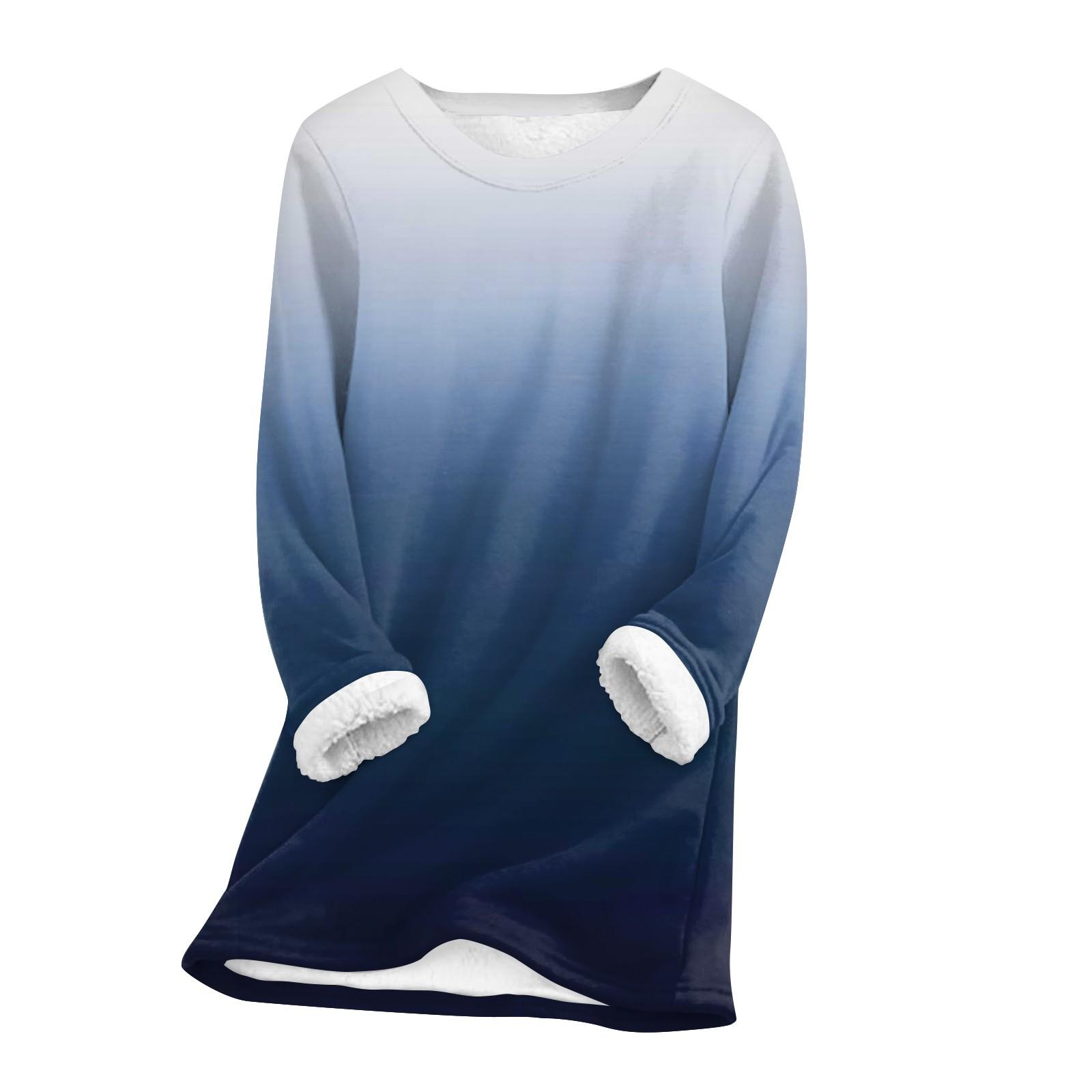 

Женский топ с круглым вырезом и принтом из утолщенного плюша и кашемира, теплый длинный топ XXXL тёмно-синий