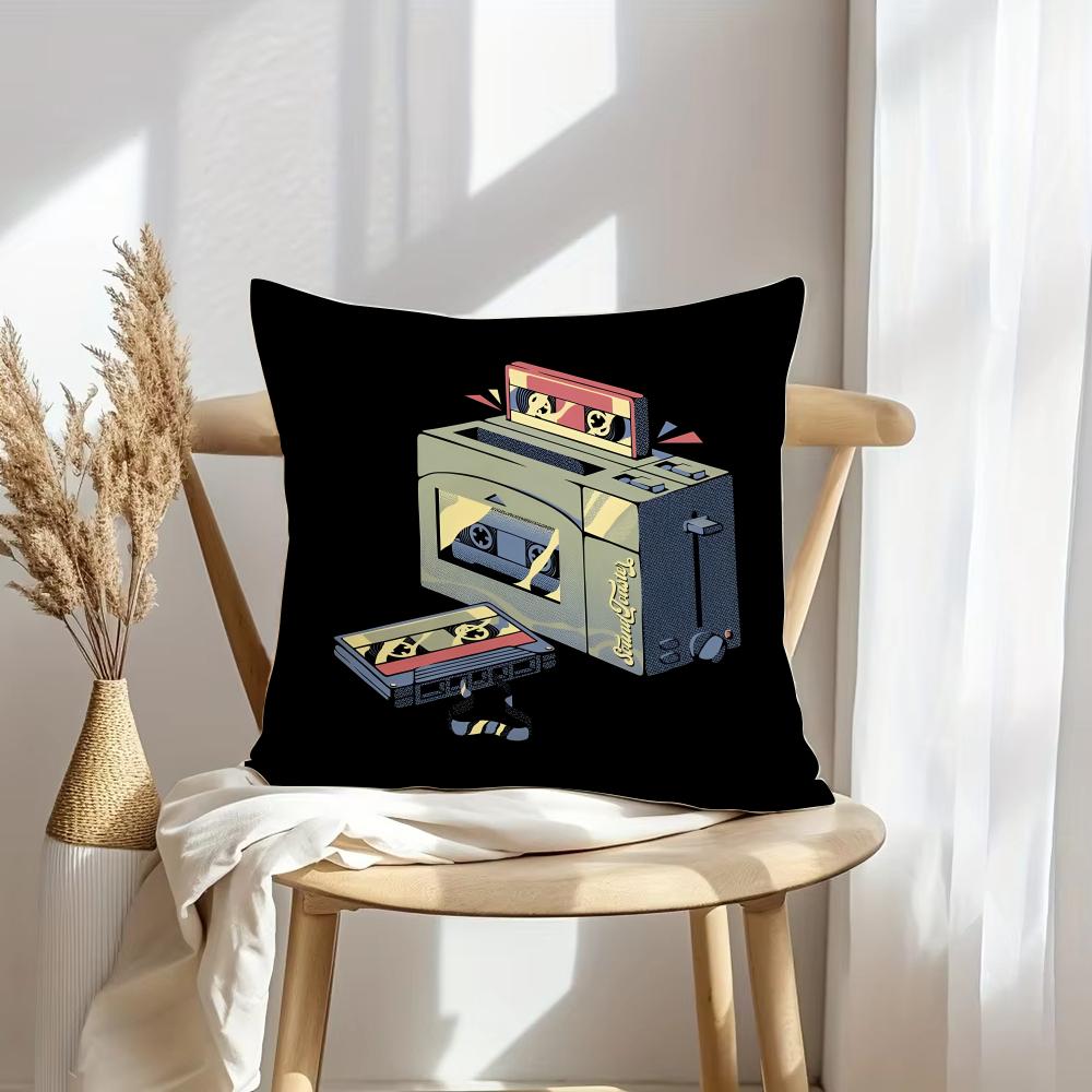 Retro Cassette Tape Cushion Cover Soft Plush Throw Pillow Cover  DoubleSided Decorative Cushion Case  Sofa Bedroom Home Decor