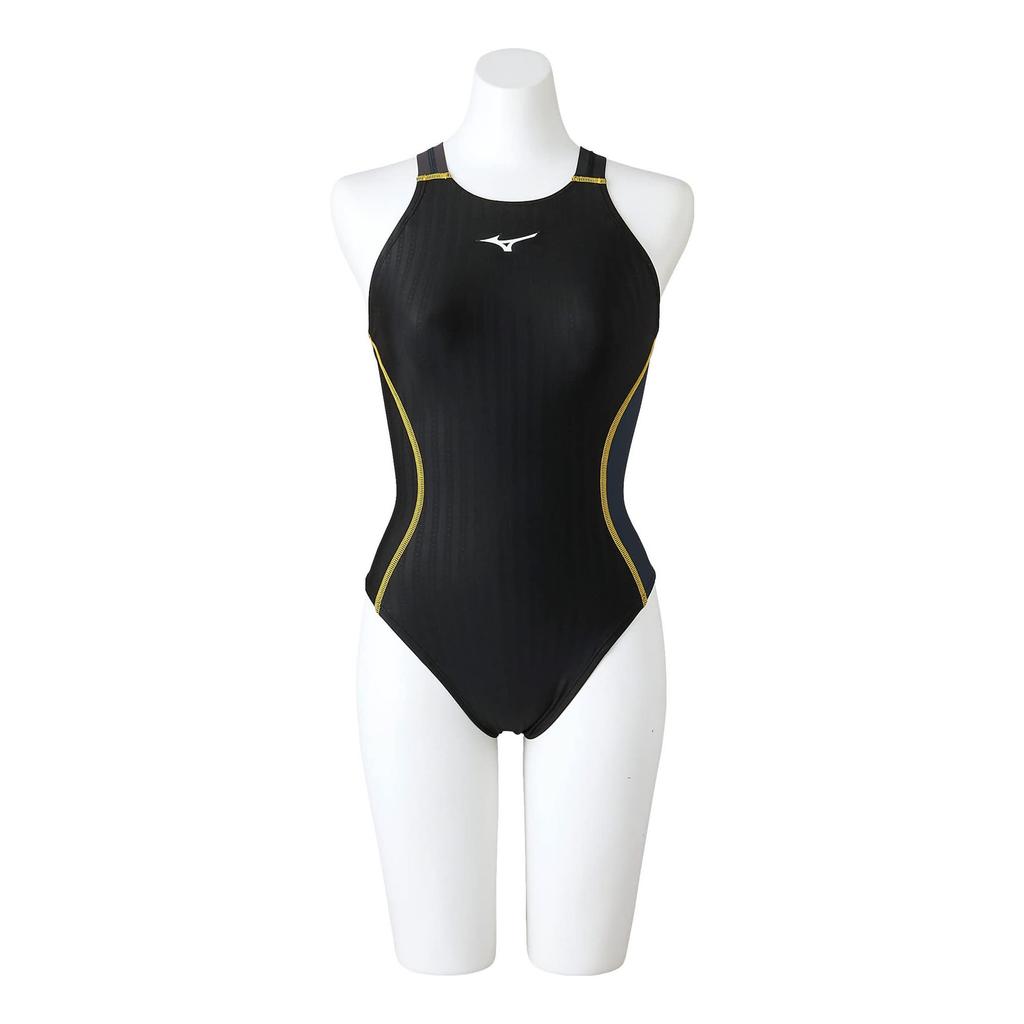 Mizuno Stream Ace Competitive Challenge Medium Size L FINA Swimming Approved Women's Swimsuit, Swimmer, Cut, N2MA2720, (Black/Charcoal Gray),