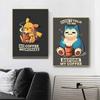Massivholzrahmen, Pokemon Pikachu Drink Coffee Poster und Drucke, japanische Anime-Leinwandmalerei, Wandkunstdrucke, Wohnzimmerdekoration, Heimdekoration