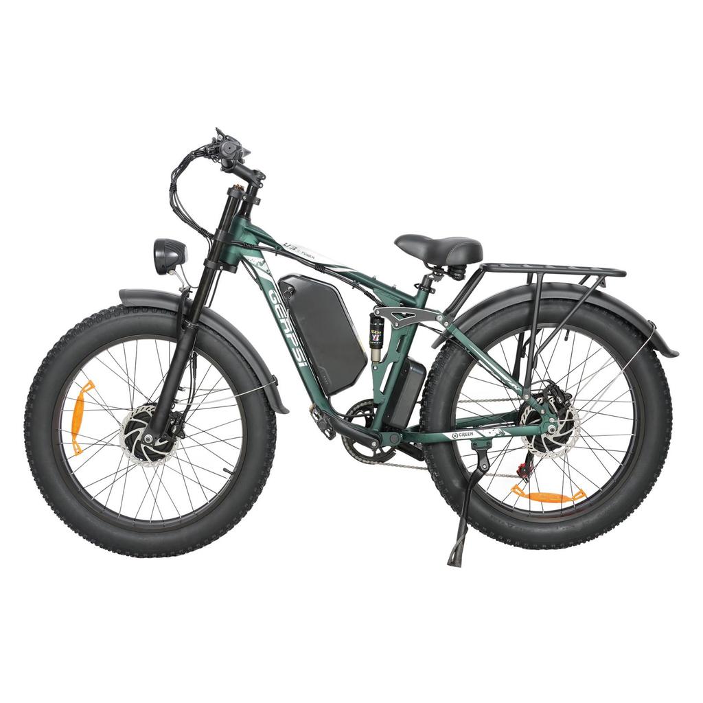 Bicicleta Elétrica de Motor Duplo Baolujie DP-2603-SJ 1500*2 Bateria 52V35AH Pneu Largo Todo-Terreno Aro 26 Bicicleta E-Mountain Bike Para Adulto