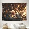 Golden Buddha Meditation Zen Light Bokeh Wall Tapestry Machine Washable All Season Decor Art Print Spiritual Peace Design Home