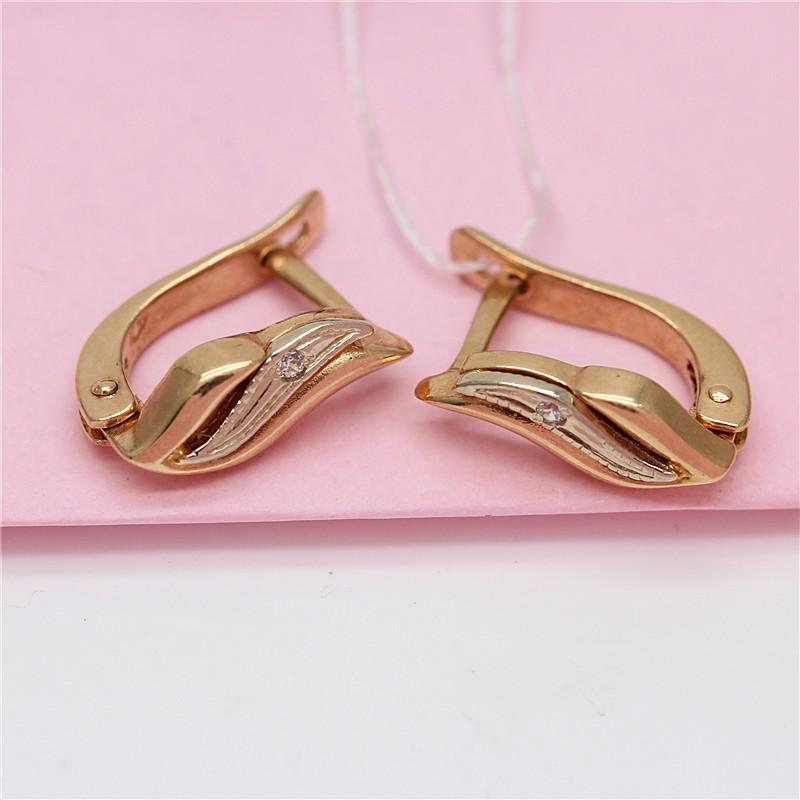 Изысканный русский 585 Пурпурное Золото Классический Инкрустированный Покрытый Цирконием Розовое Золото Модный Ушной Зажим-Крыло Персонализированные Серьги