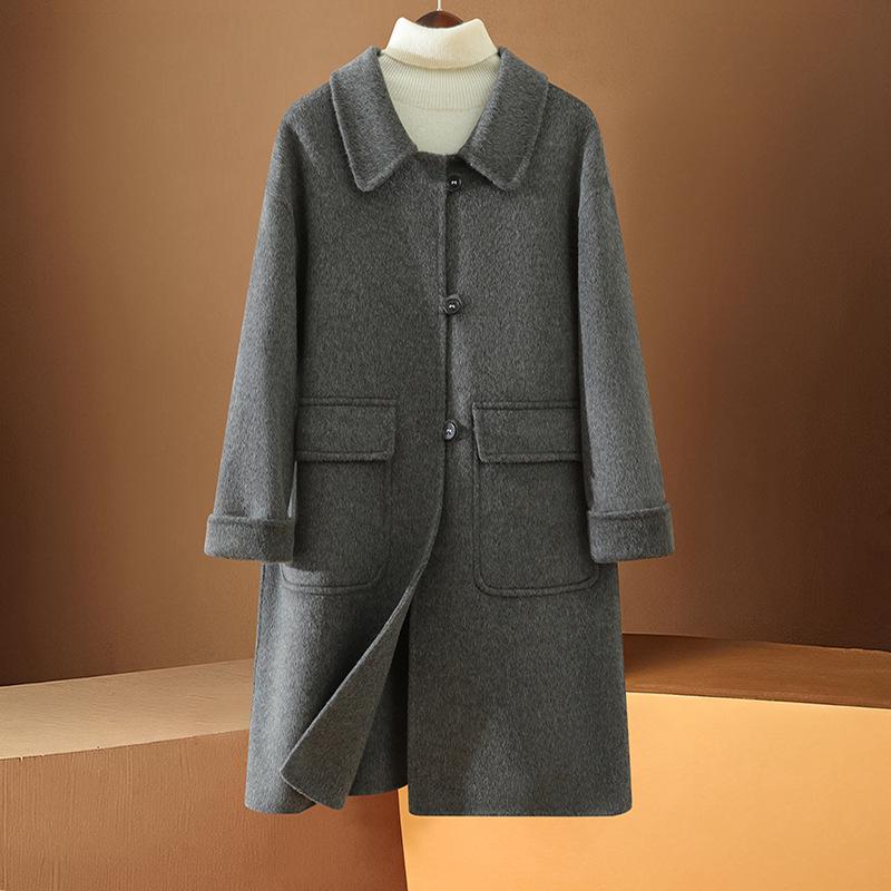 Women's Mid-Length Double-Sided Wool Coat, Petite & Plus Size, Autumn/Winter 2024 Collection