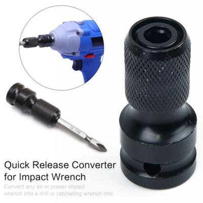 Heiß 1 Stück Bohrfutteradapter Verbinder Ersatz Bohrfutter Konverter Zubehör konvertieren 1/2'' Aufnahme auf 1/4'' Sechskant schwarz