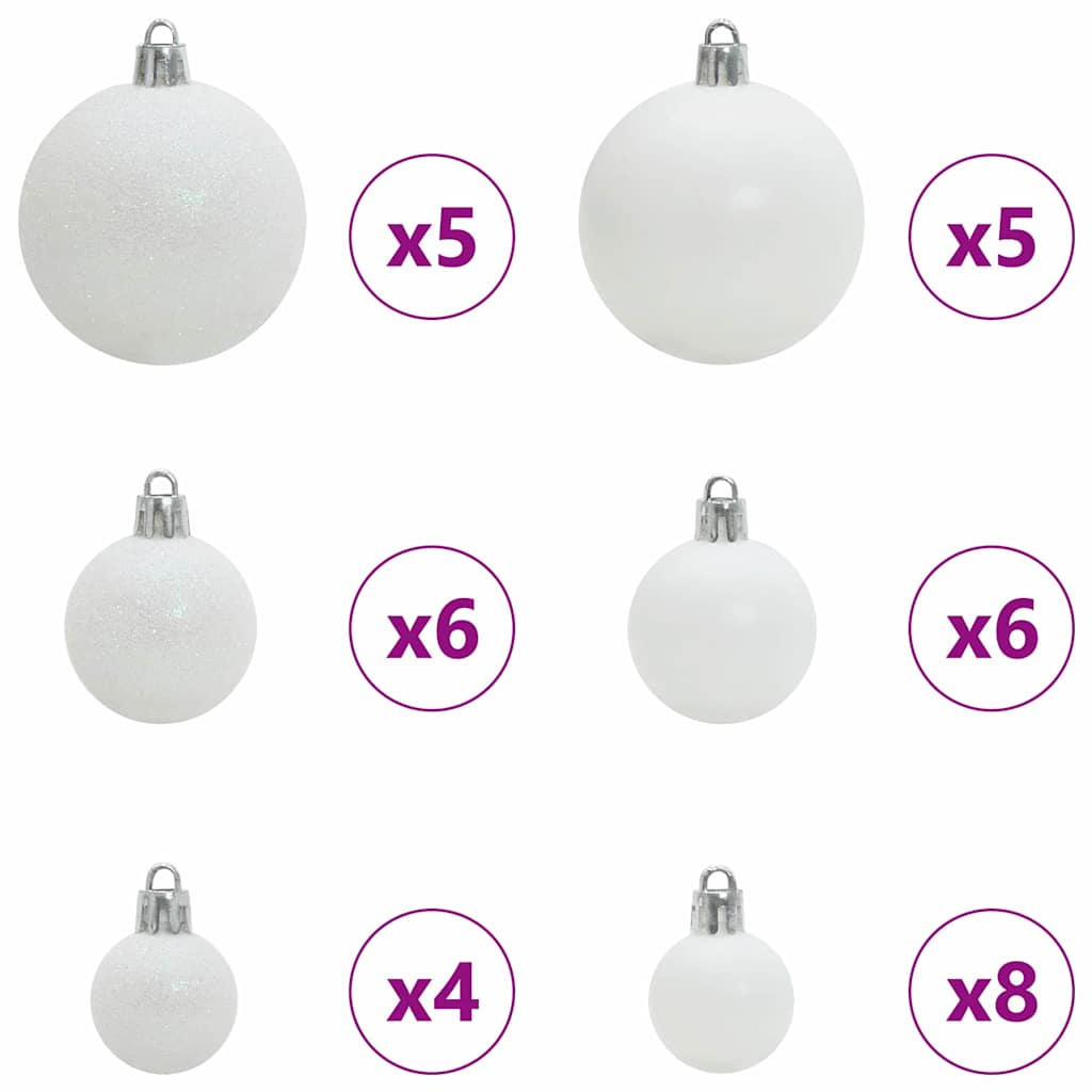 Christmas Ornament Set with 150 LEDs 61 pcs White Plastic