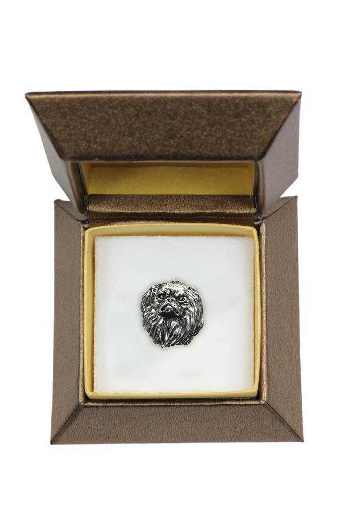 Pekingese, Pekinese, Peke - Dog brooch in a gift box, elegant pin, lapel pin for Art-Dog brand jacket