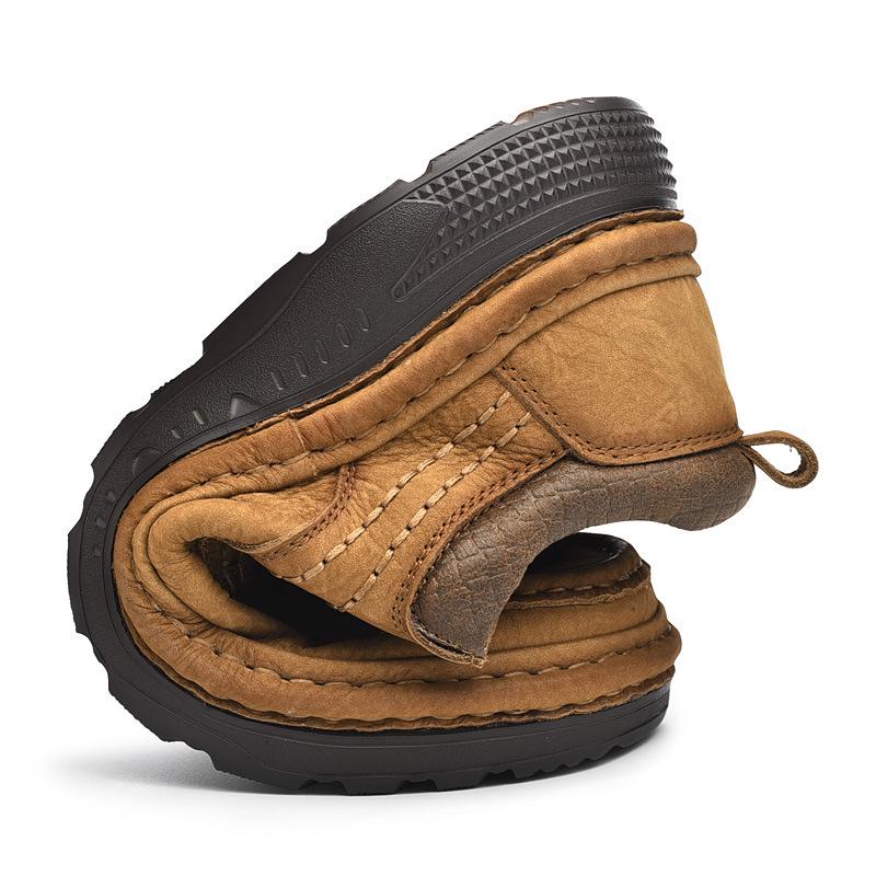 Men's Genuine Leather Slip-on Casual Shoes with Wear-Resistant MD Outsole and Frosted Cowhide Finish