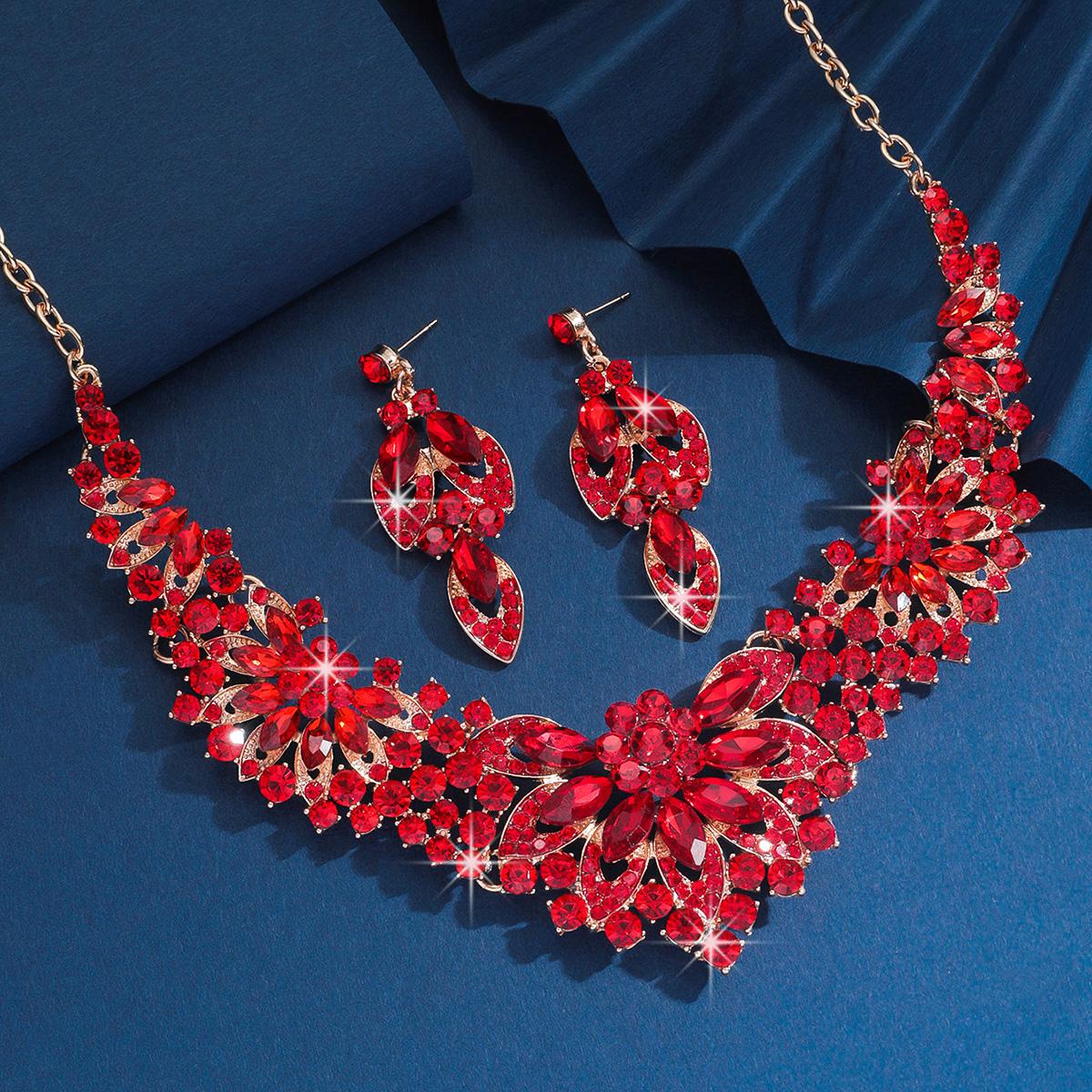 

3 шт. Женский модный роскошный набор с цветами, ожерелье и серьги с цирконами, для свадебного сезона, подходит для свадебных вечеринок и фестивальных подарков