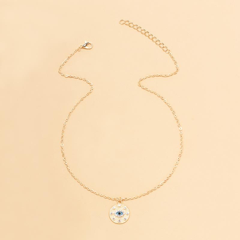 Single diamond necklace European and American high-end jewelry women's fashion gold-plated devil's eye punk style collarbone chain