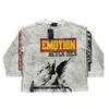 Cross-border beauty tide MIXED EMOTION retro style letter printing casual versatile long-sleeved men and women the same style