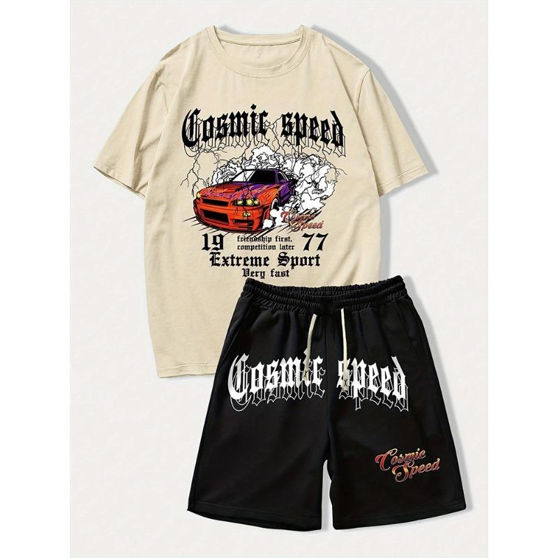 Men's Casual Outfit Set Yellow Duck Print Men's T-shirt & Beach Shorts Set Summer Short-sleeved Street Fashion Sports Shorts