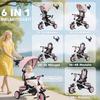 6 In 1 Foldable Kids Trike with Adjustable Parent Handle & Canopy for Ages 1-5, Pink