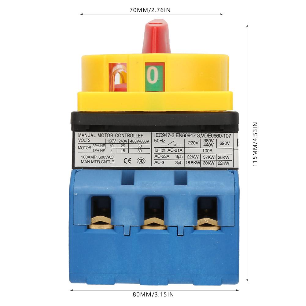 80A100A Load Circuit Breaker Switch 3Pole 2Position Rotary Cam On Off Power Switch (100A)