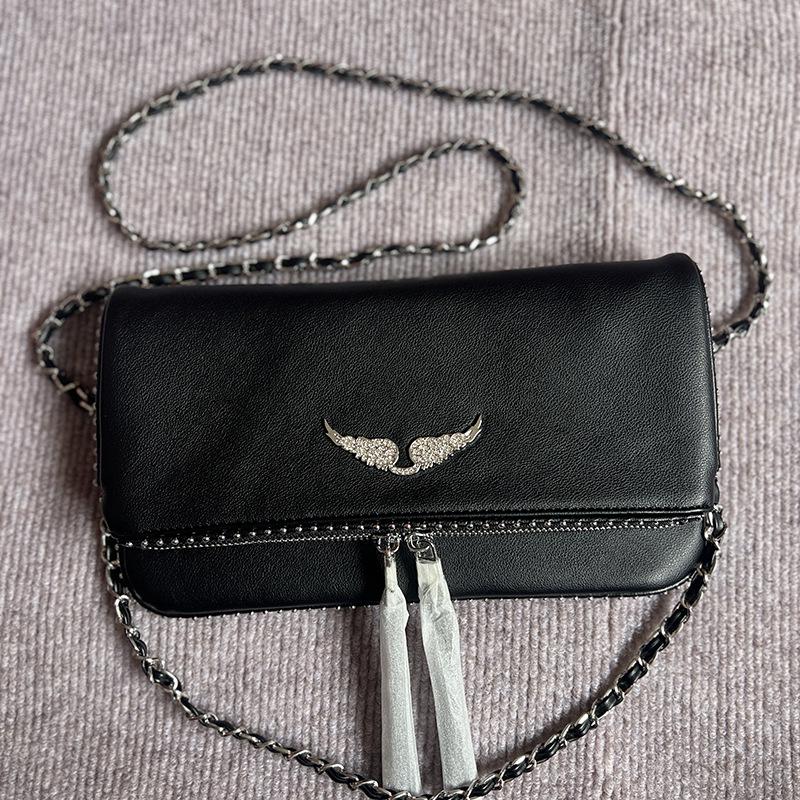 ZV Women's Classic Wing Rivet Shoulder Bag - Trendy, Versatile Small Square Chain Bag