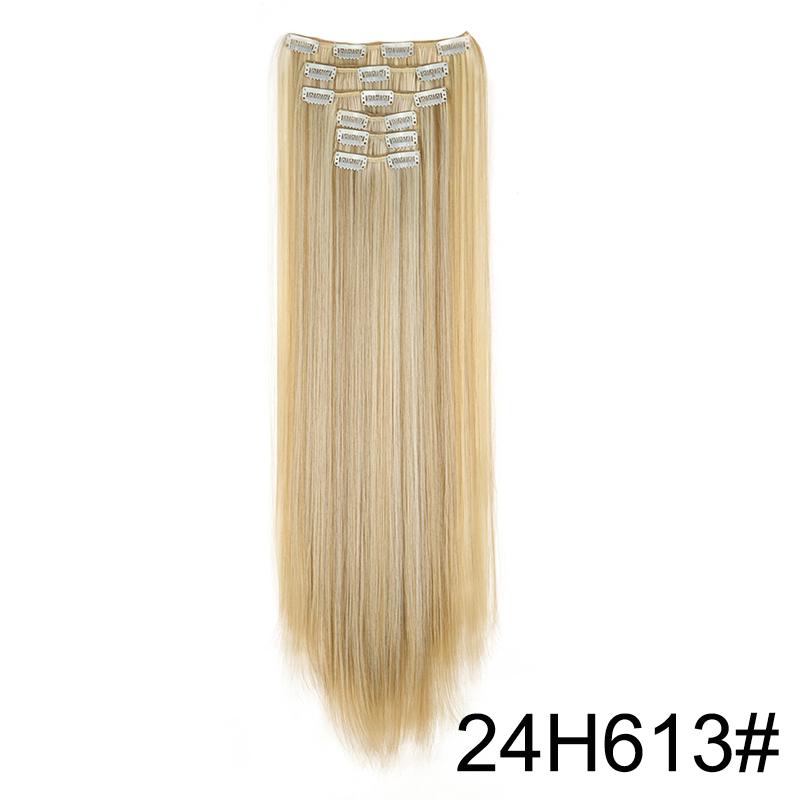 Synthetic 6pcs/set Long Straight Clip-in Hair Extension Invisible Seamless Extension Black Brown Hairpiece for Women 2028