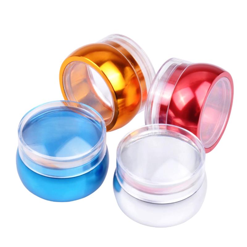 Silicone Nail Stamper Scraper Templates With Cap Clear Jelly Silicone Head Nail Stamp Scraper Stamping Polish Print Diy
