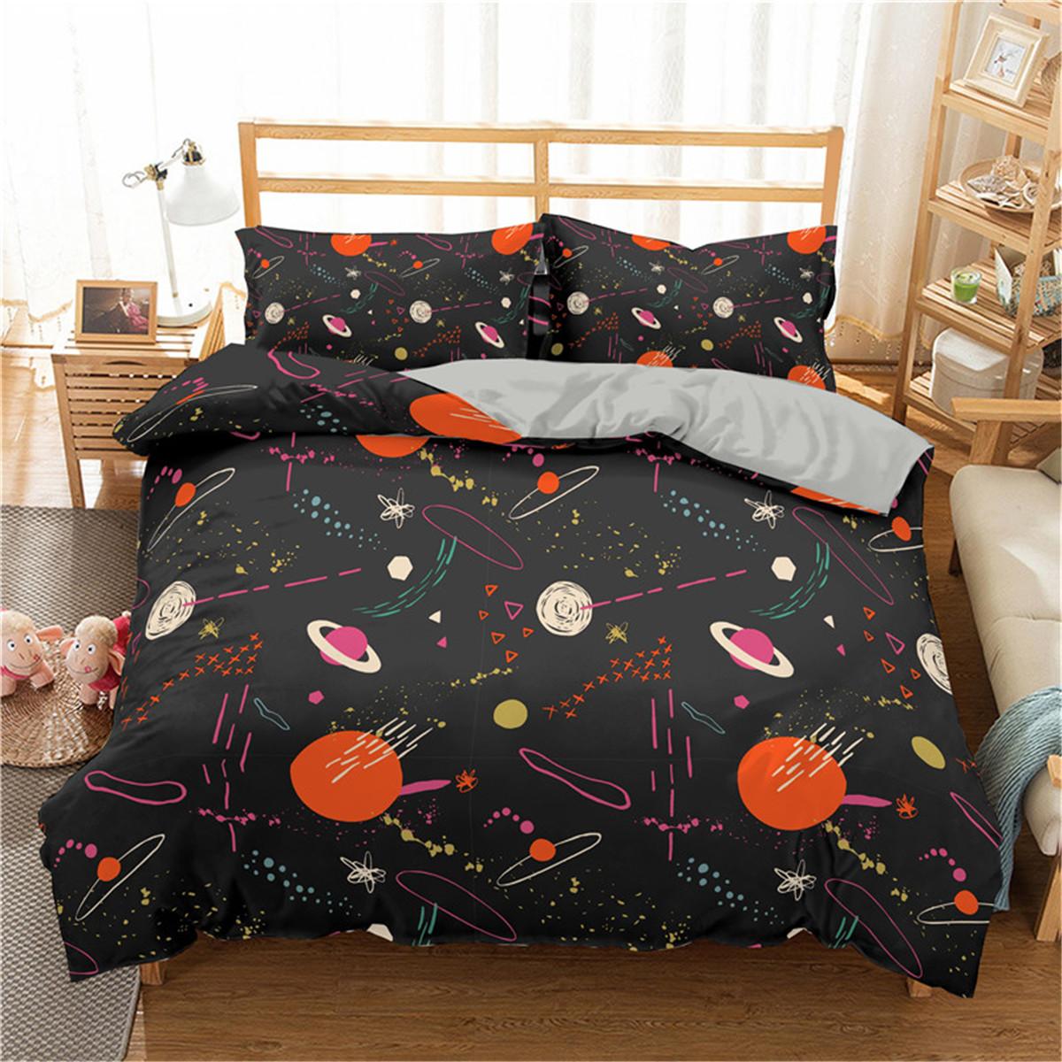 

Space Bedding Set Child King Queen Twin Galaxy Quilt Cover Cartoon Duvet Cover For Kids Blue 2/3 Pcs Polyester Comforter Cover EU single(135x200cm)