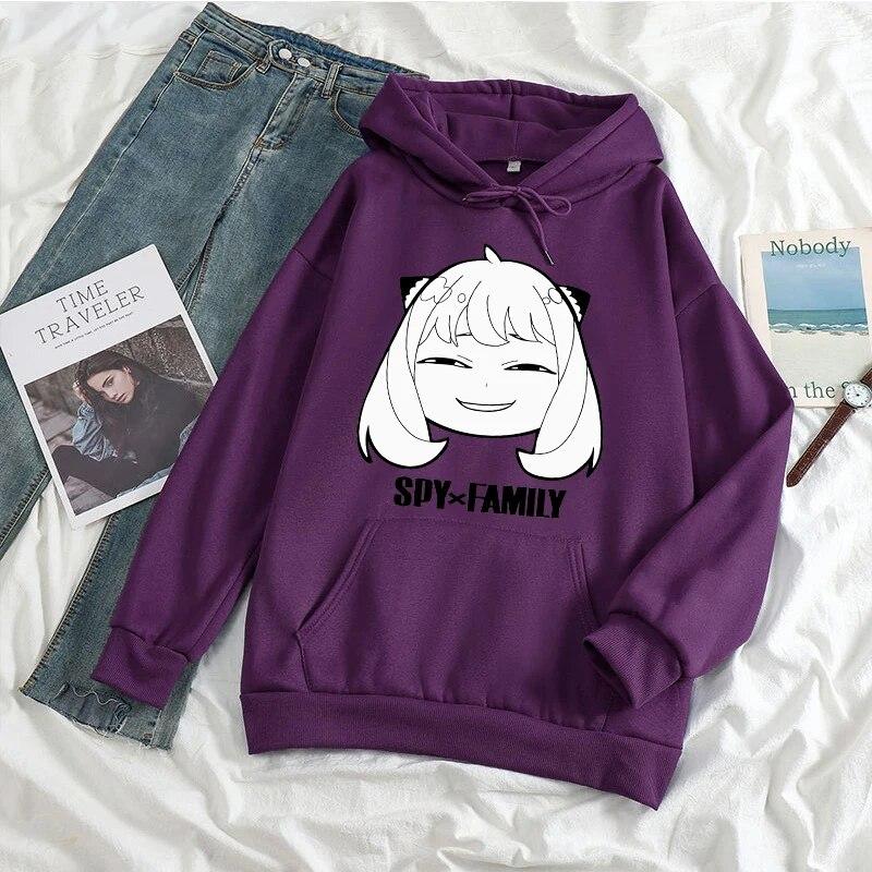 Japanischer Unisexga Spy X Family Hoody Harajuku Unisexga Langarm Kawaii Kapuzenfleece Damen Unisex Herbst Winter Warm halten Oberbekleidung