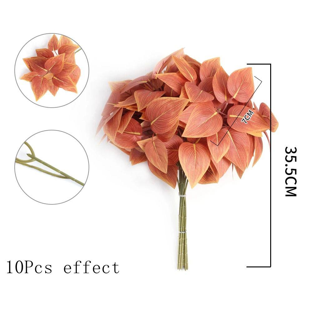 10Pcs Artificial Leaf Plant Bouquet Fake Leaf for Home Room Decor Garden Wedding Marriage Decoration Outdoor Garland Ornaments