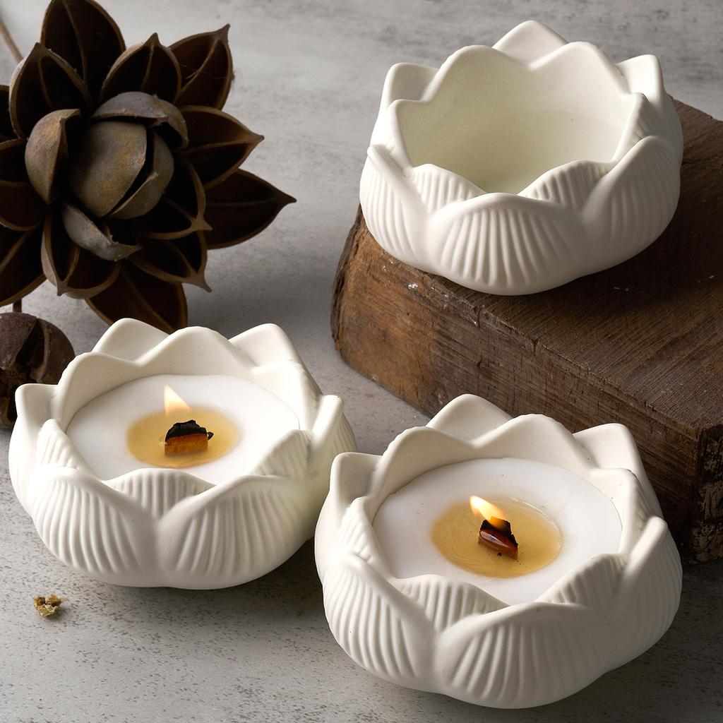 Lotus Candle Holder Silicone Mold Ashtray Storage Box Making  DIY Plaster Concrete Resin Planter Casting Molds Home Craft Decor