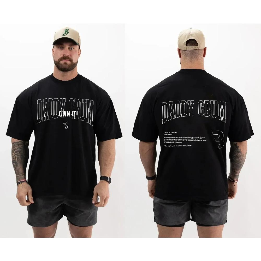 T Shirt Gym Fitness Oversized Men's 100% Cotton T-shirt Casual Round Neck Women Clothing Tops Vintage Streetwear