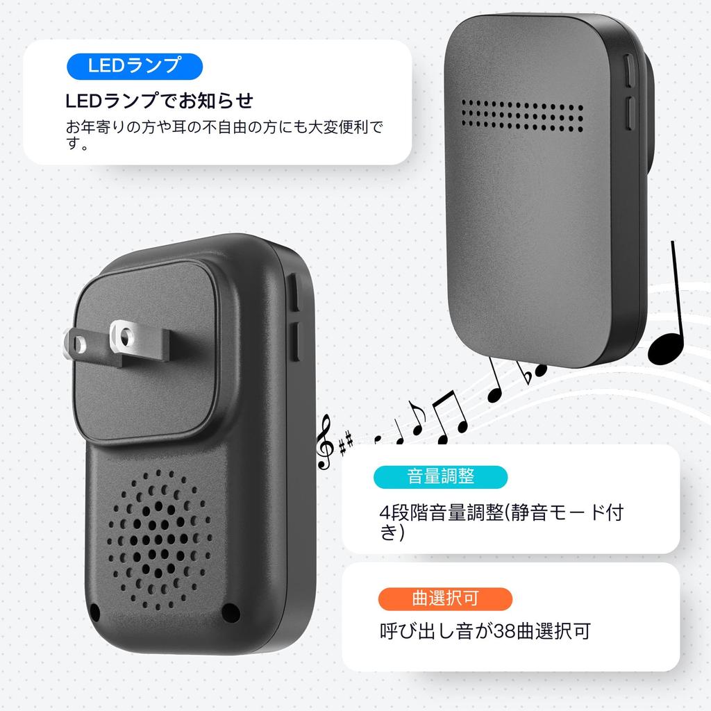 Umimile Wireless Automatic Power No Batteries Waterproof and No Installation 38 4 Volume 100dB Light Memory Suitable for Nursing 150M Can Be Heard and