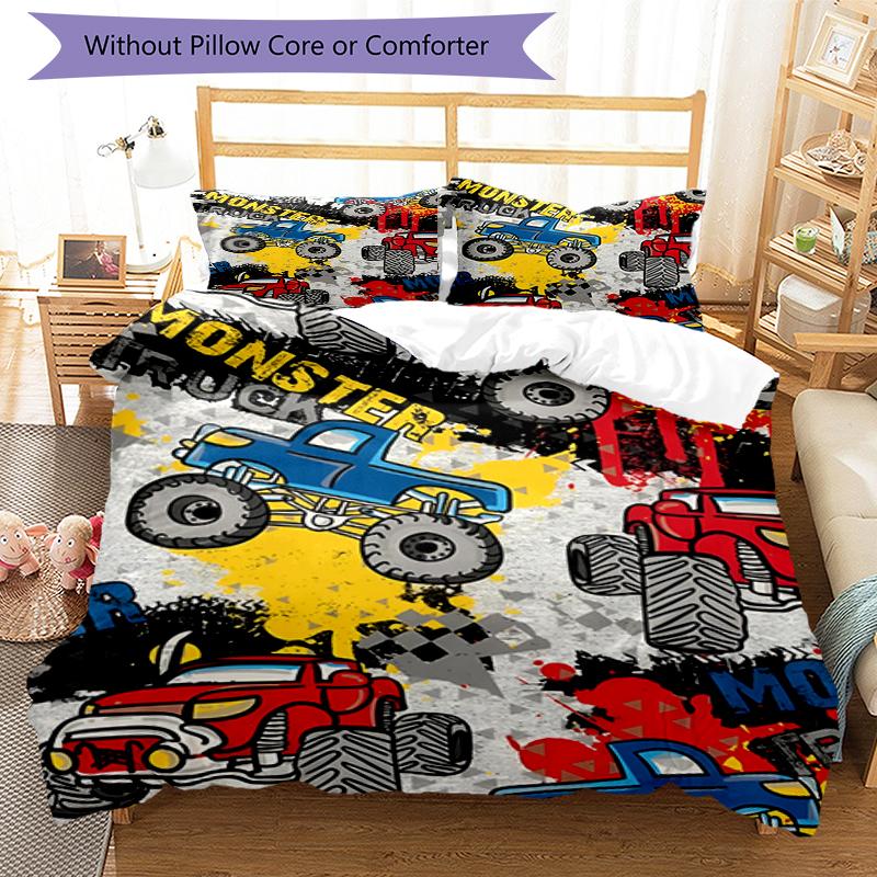 3pcs Truck Bedding Set Duvet Cover Closure Includes 1 Duvet Cover & 2 Pillowcases, Soft and Comfortable for All Seasons.