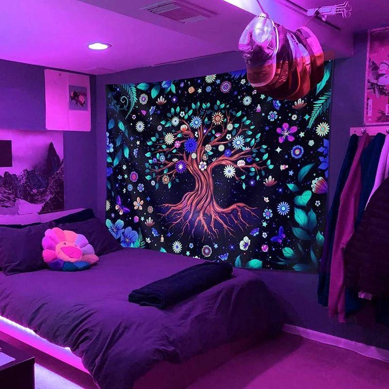 Tree of Life Tapestry Colorful Floral Butterfly Polyester Wall Hanging Mystic Aesthetic Bedroom Dorm Home Decor