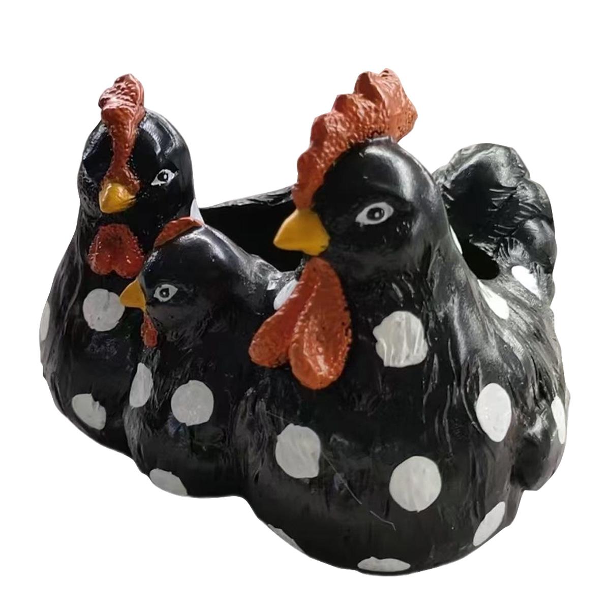 

Outdoor Hen Shape Flower Pot, Resin Craft Planter For Garden Yard , Decorative Art Ornament For Home And Patio One Size чёрный
