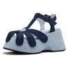 Fashion High Quality Denim Platform Sandals Women Fashion T Strap Buckle Flower Decoration Designer Shoe Summer Sexy Open Toe Beach Shoe