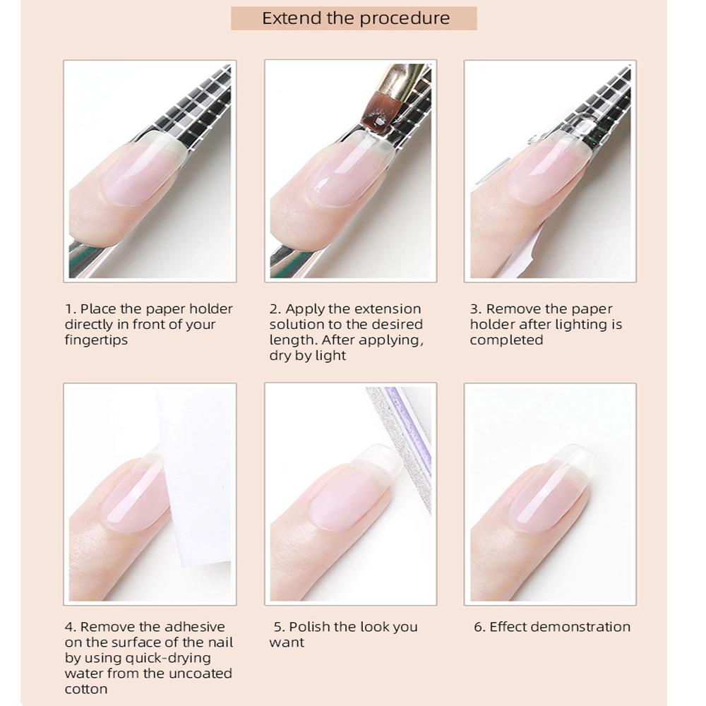15ML Natural Nails Gel Builder Paper Tray Extension Gel Nail UV Stick Drill Gel French Clear Natural Reinforce Fibre Gel Varnish