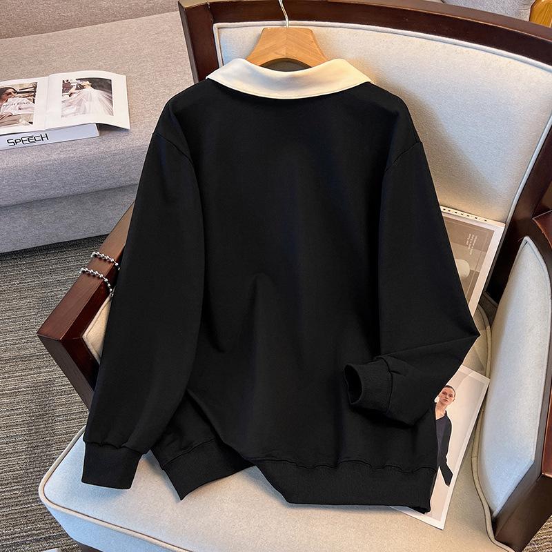 Plus Size Autumn Lapel Hoodie for 200-300 Jin, Bust 150/160