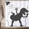 Funny Dinosaur Shower Curtain Kids Shower Curtains Set Cartoon Dino Raptor Silhouette Boys Bathroom Decor Fun Black White Fun