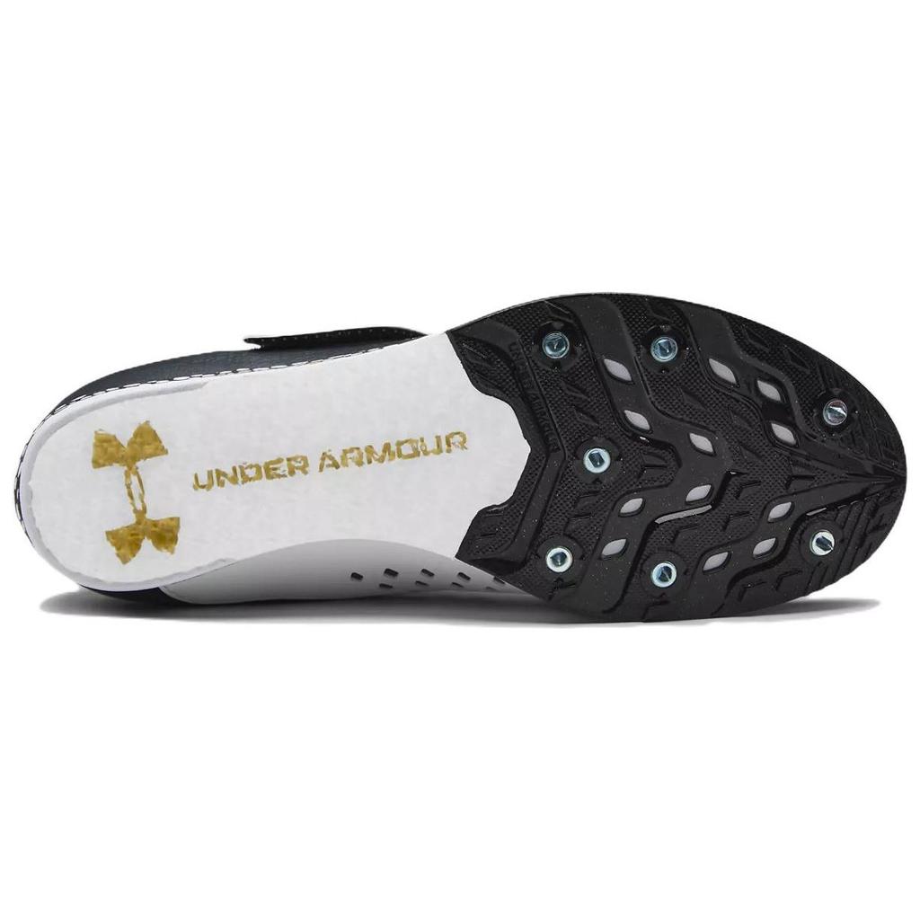 Under Armour HOVR Shakedown Elite Track Spikes Black White Metallic Gold Unisex 3021864101
