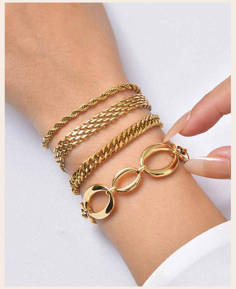 Minimalist Stackable Chain Bracelet for Women, 18K Gold Plated Stainless Steel, Waterproof Non Tarnish Dainty Jewelry Gift