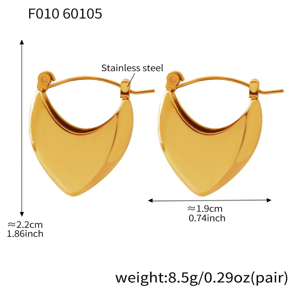 Glossy Stainless Steel Heart Dangle Earrings - Simple, Fashionable, Exquisite Women's Ear Studs