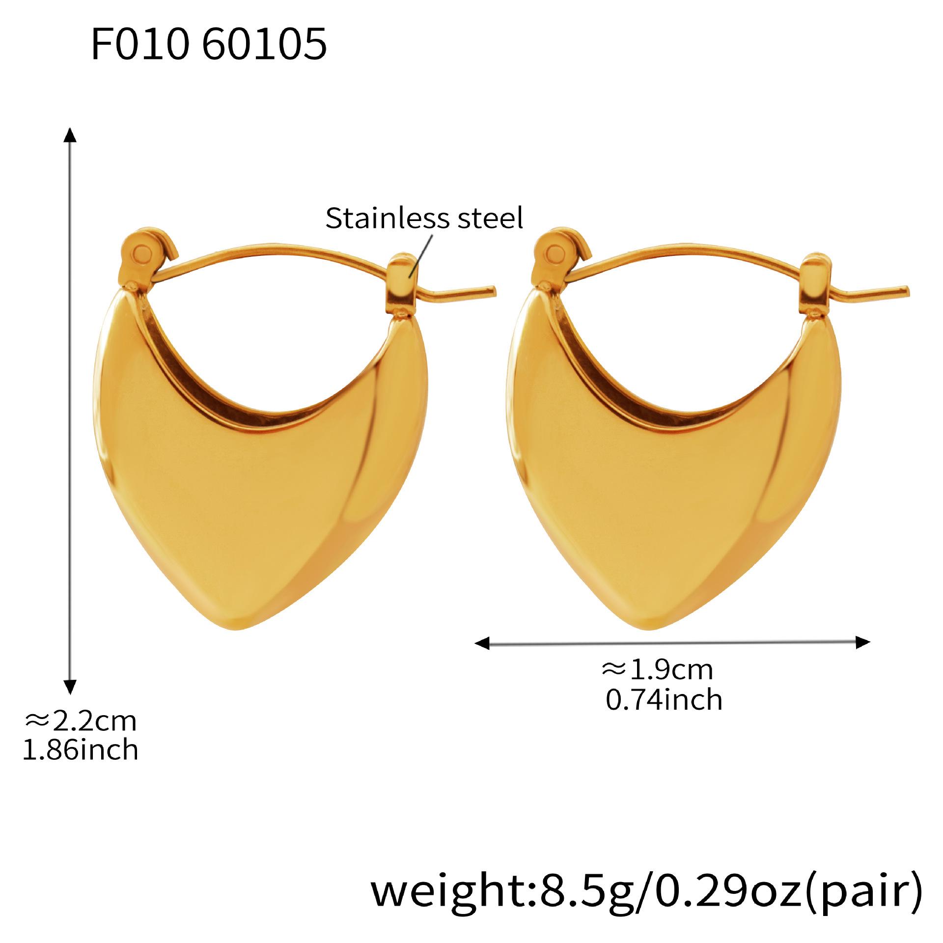 18K Gold-Plated Heart-Shaped Stainless Steel Earrings: High-End European Design for Women