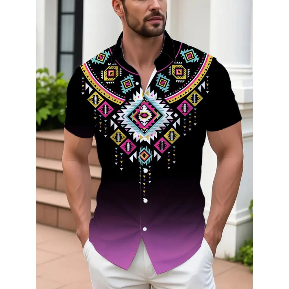 Men's Casual Holiday Outfit Shirt SummerMan Women Short Sleeve Hawaiian Fashion Print Beach Party Tops