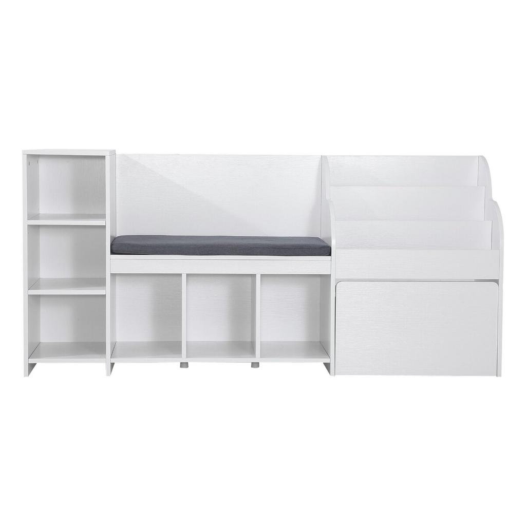Kids Reading Nook, Wooden Storage Bench with Backrest, Kids Bookshelf & Toy Organizer, Large Toy Box Chest for Playroom, Living Room or Entryway, Easy