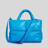 Women's PU leather padded bag woven soft casual white feminine cotton padded shoulder bag