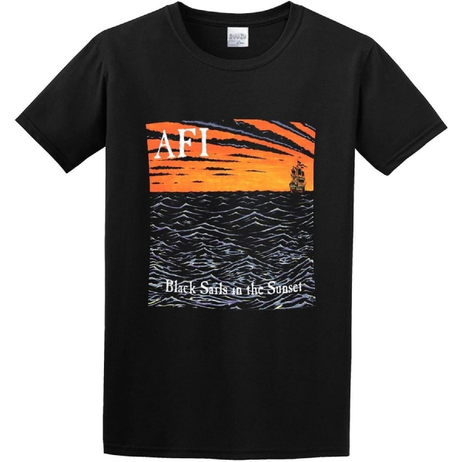

AFI Sails in The Sunset Album Cover Street Tide Basic take Out Body Sculpting Crazy T-Shirt Black S чёрный